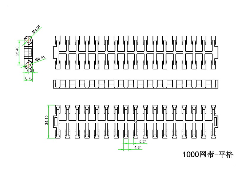 1000 Series Flush Grid Modular Belt
