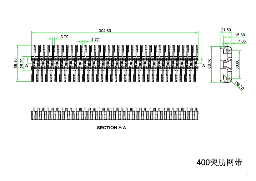 400 Series Raised Rib Modular Belt