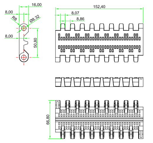 956 Series Flush Grid Modular Belt