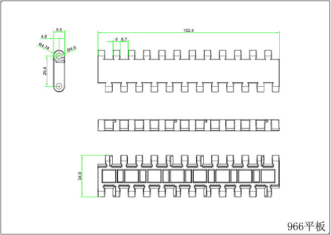 966 Series Flat Top Modular Belt