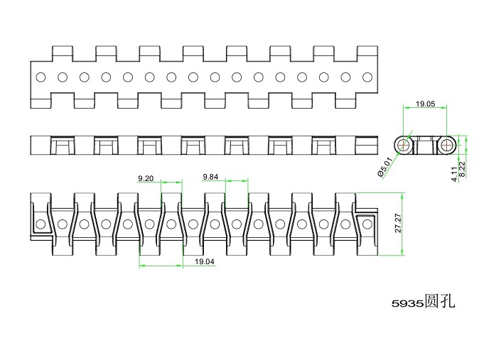 5935 Series Perforated Flat Top Modular Belt