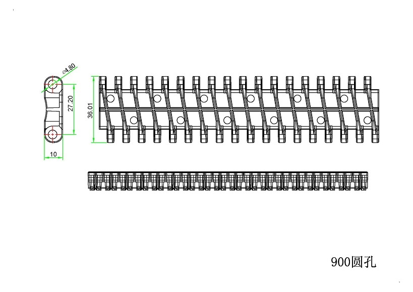 900 Series Perforated Flat Top Modular Belt