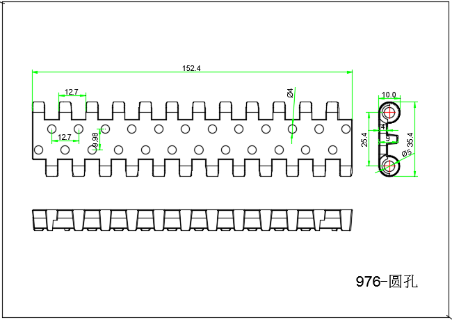976 Series Perforated Flat Top Modular Belt