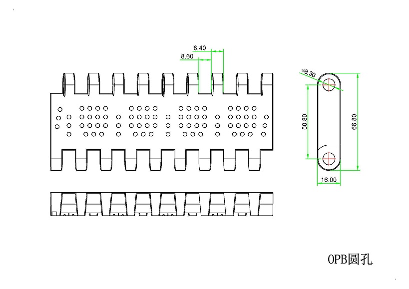 OPB Perforated Flat Top Modular Belt
