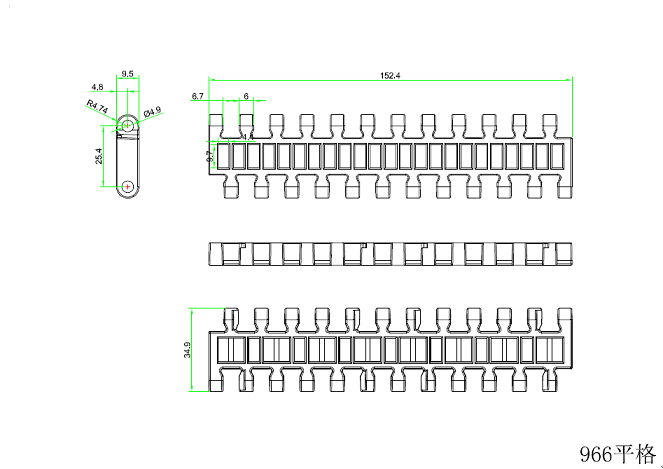 966 Series Flush Grid Modular Belt
