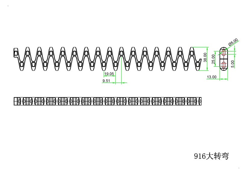 916 Series Large Radius Modular Belt