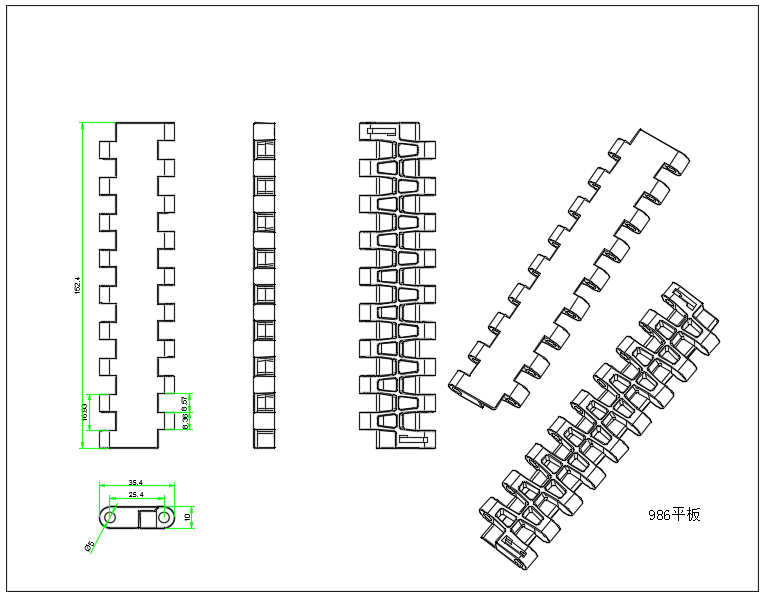 986 Series Flat Top Modular Belt